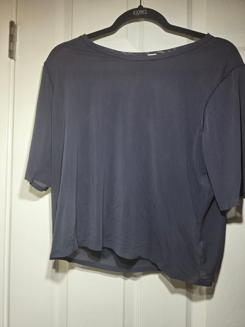 Athleta Women's Navy Blue Short Sleeve Boat Neck Performance Top Size Medium - Picture 1 of 5